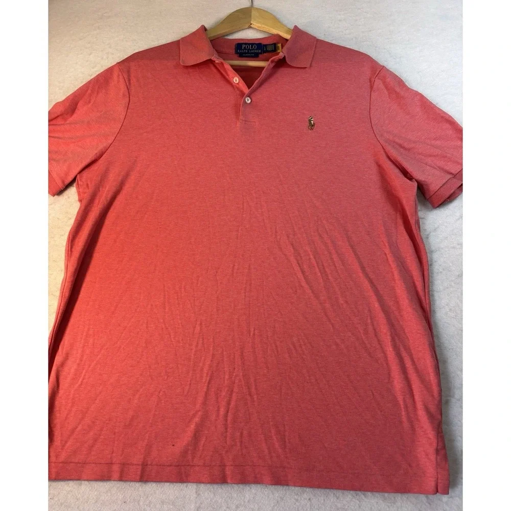 Polo Ralph Lauren Short Sleeve Collared Polo Shirt Size Large Coral Flesh Pony